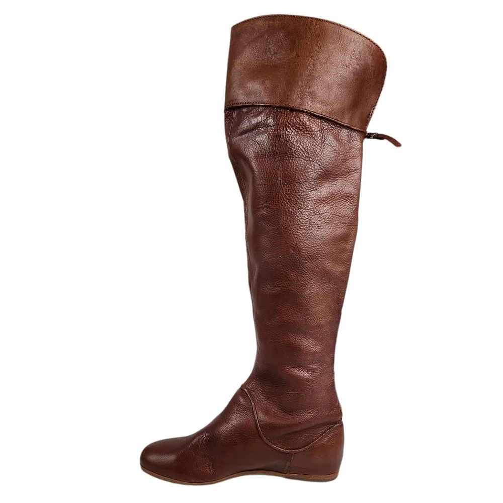 Via Spiga Georgia Over the Knee Leather Thigh Boots Tobacco Brown Women's Size 8 - Picture 4 of 16
